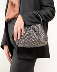 BORSA MORBIDA DI STRASS CON MANICO RIGIDO