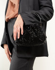 BORSA MORBIDA DI STRASS CON MANICO RIGIDO