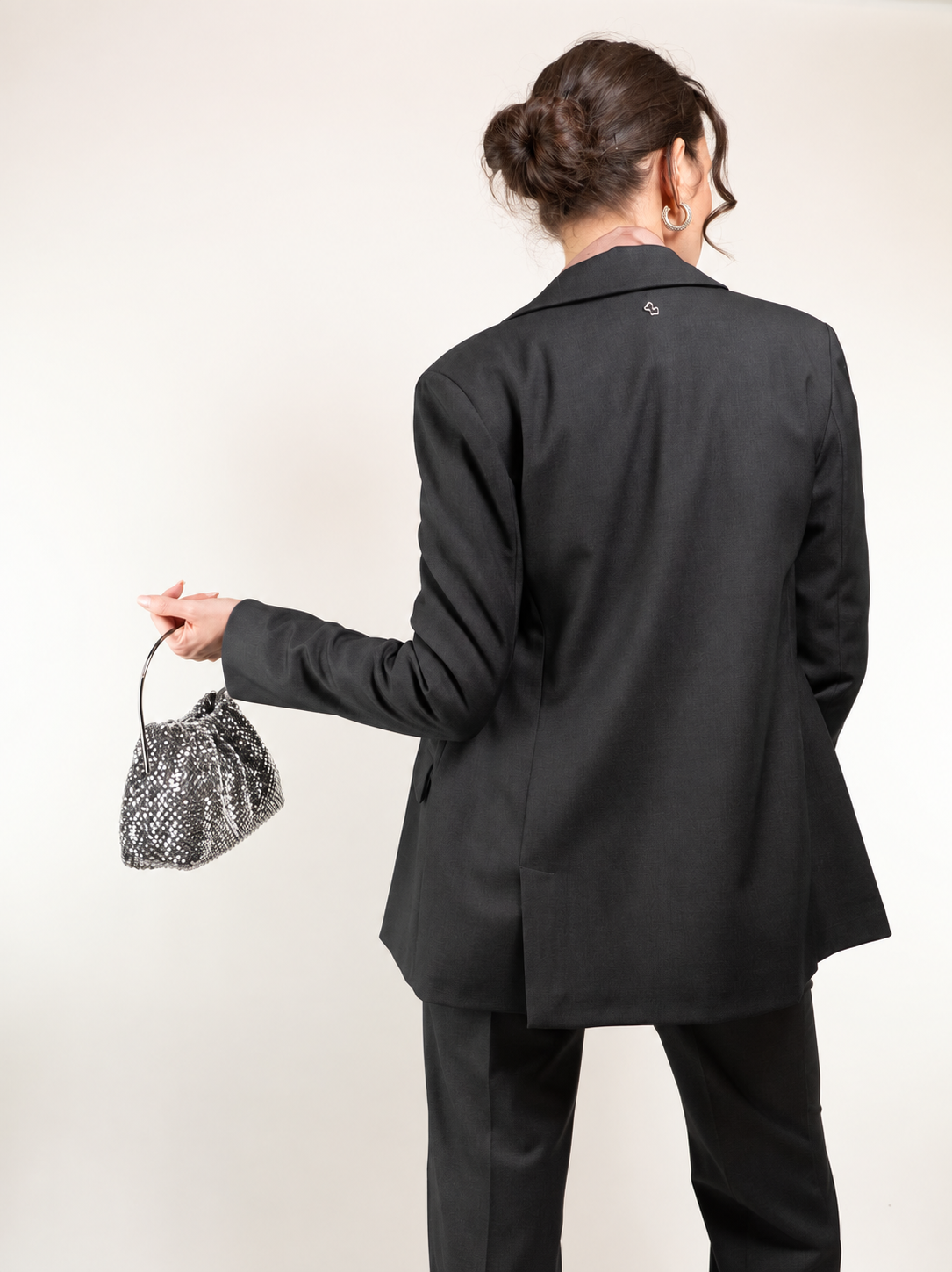 BORSA MORBIDA DI STRASS CON MANICO RIGIDO