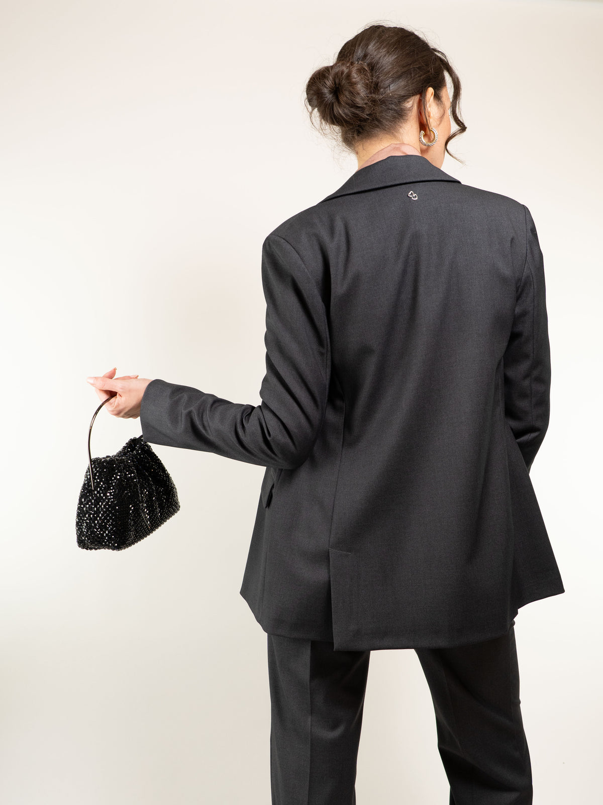BORSA MORBIDA DI STRASS CON MANICO RIGIDO