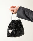BORSA MORBIDA DI STRASS CON MANICO RIGIDO