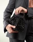 BORSA MORBIDA DI STRASS CON MANICO RIGIDO