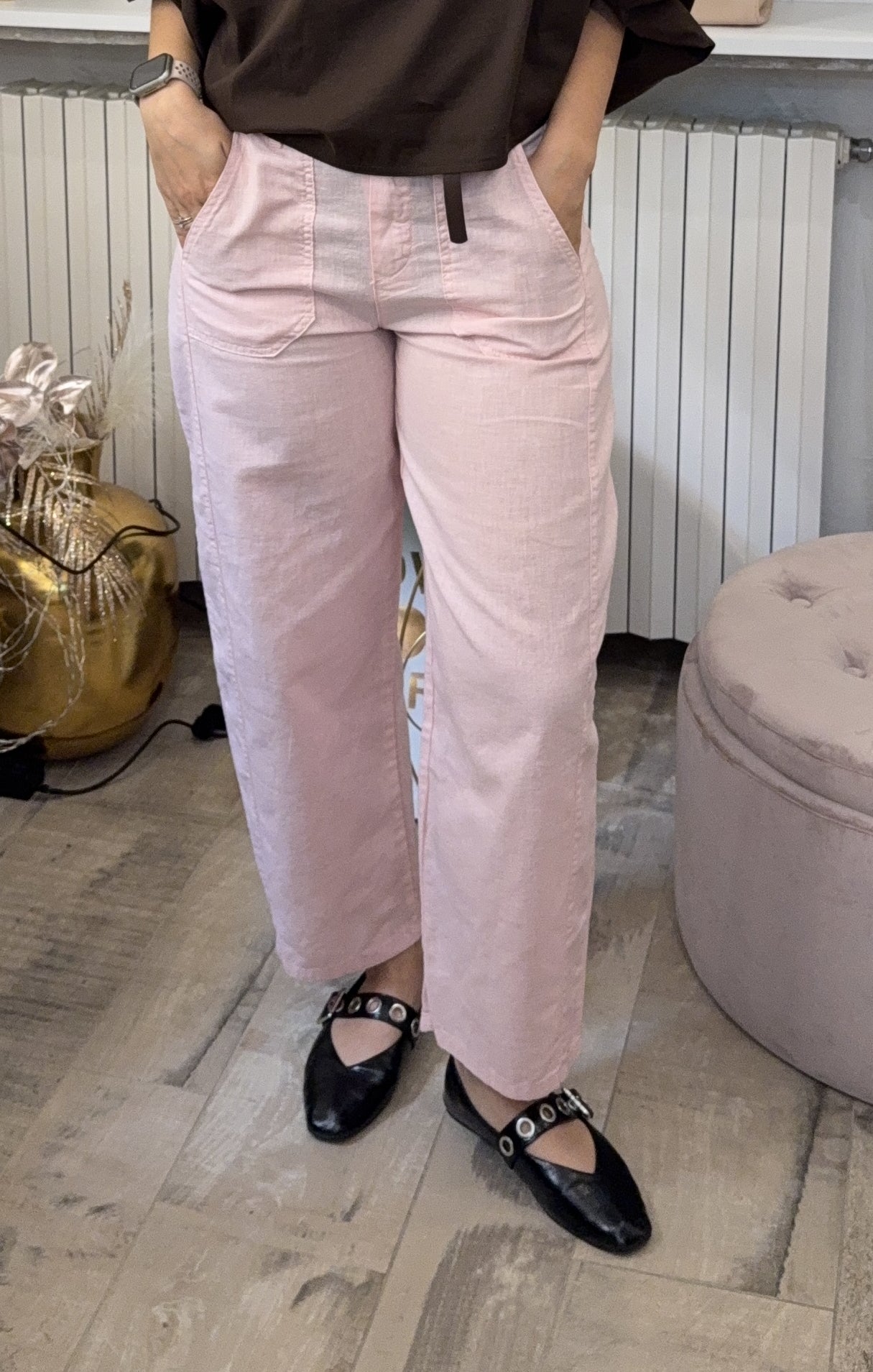 Pantalone Barrel lino e cotone